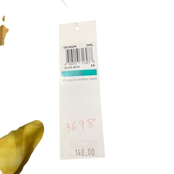 Maggy London One-Shoulder Floral Chiffon Dress NWT Size 16 - Picture 8 of 8